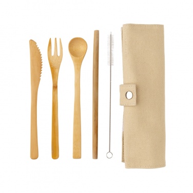 Logo trade advertising products picture of: Reusable bamboo travel cutlery set