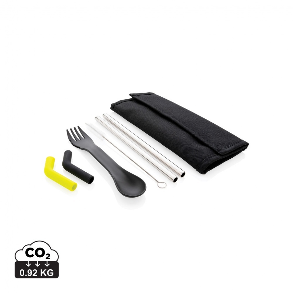 Logotrade promotional giveaway image of: Tierra 2pcs straw and cutlery set in pouch