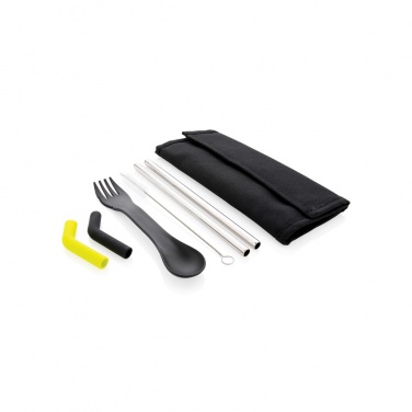 Logo trade promotional giveaways image of: Tierra 2pcs straw and cutlery set in pouch
