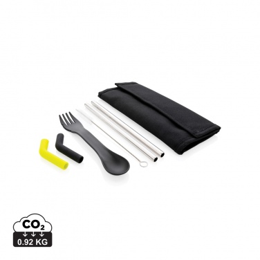Logo trade promotional product photo of: Tierra 2pcs straw and cutlery set in pouch