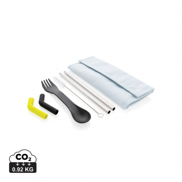 Logo trade advertising product photo of: Tierra 2pcs straw and cutlery set in pouch