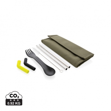 Logotrade business gift image of: Tierra 2pcs straw and cutlery set in pouch