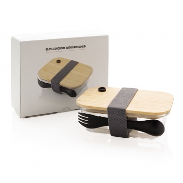 Logo trade promotional products image of: Glass lunchbox with bamboo lid