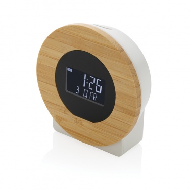 Logo trade promotional gift photo of: Utah RCS rplastic and bamboo LCD desk clock