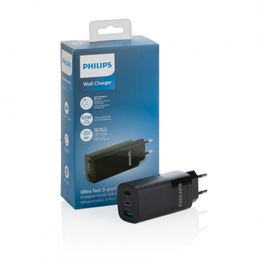 Logotrade promotional product picture of: Philips 65W ultra fast PD 3-port USB wall charger