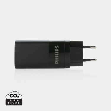 Logo trade business gifts image of: Philips 65W ultra fast PD 3-port USB wall charger