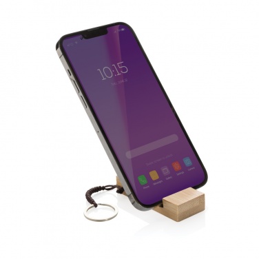 Logo trade promotional products picture of: Standkey bamboo keychain phone stand