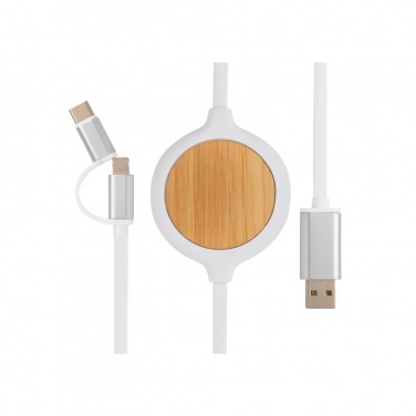 Logotrade promotional product picture of: 3-in-1 cable with 5W bamboo wireless charger