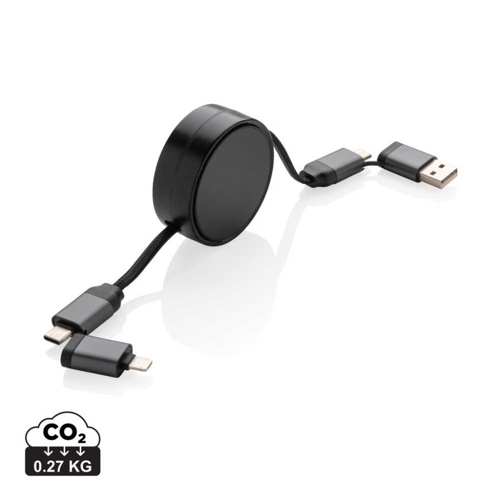 Logotrade promotional gift image of: Terra RCS recycled aluminium retractable 6 in 1 cable