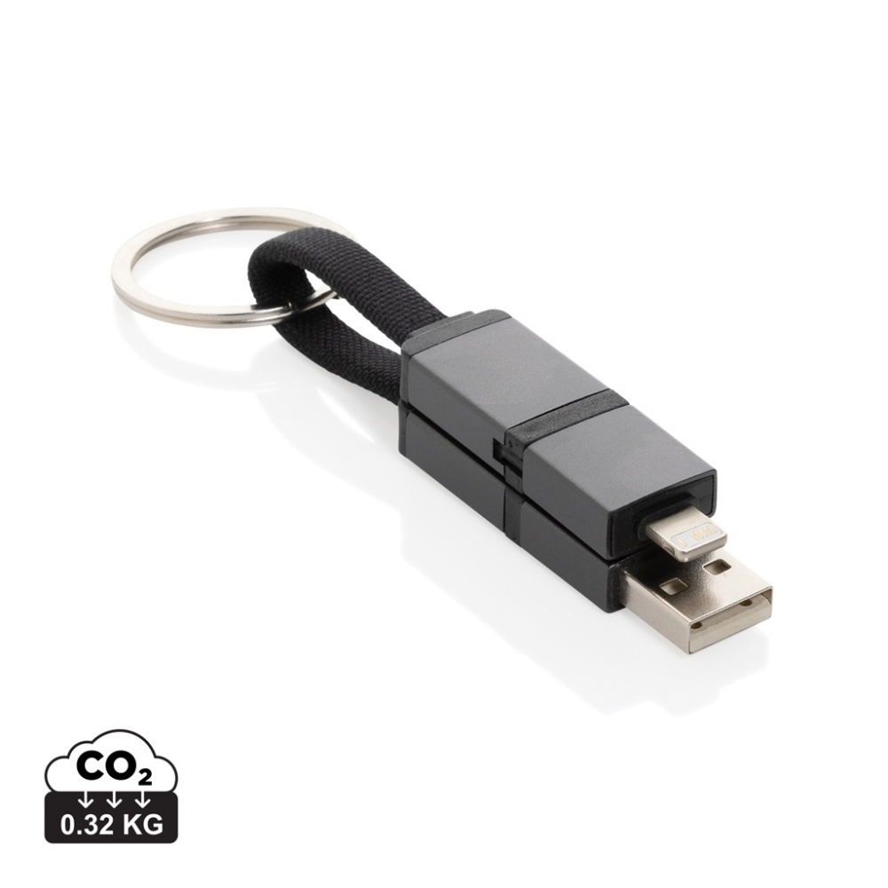 Logotrade promotional product image of: Terra recycled aluminum 4 in 1 60W fast charging cable