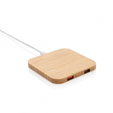 Logotrade promotional giveaway image of: Bamboo 5W wireless charger with USB