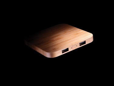 Logo trade promotional giveaway photo of: Bamboo 5W wireless charger with USB