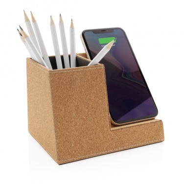 Logotrade promotional giveaways photo of: Cork pen holder and 5W wireless charger