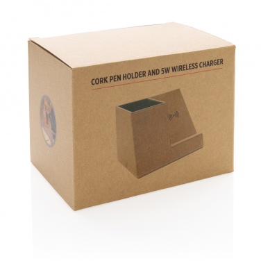 Logotrade promotional gift image of: Cork pen holder and 5W wireless charger