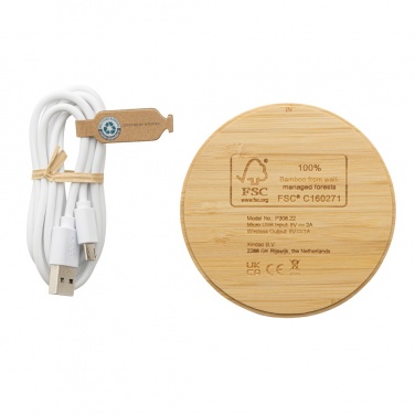 Logotrade promotional gift picture of: Bamboo 5W round wireless charger