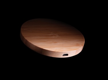 Logo trade promotional products picture of: Bamboo 5W round wireless charger