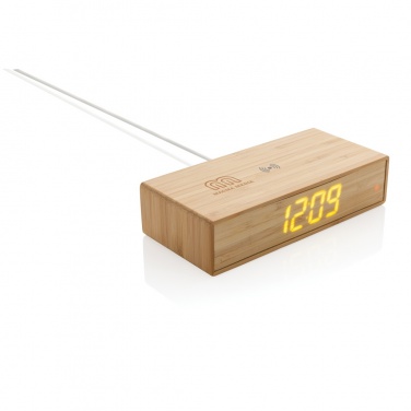 Logo trade promotional products picture of: Bamboo alarm clock with 5W wireless charger