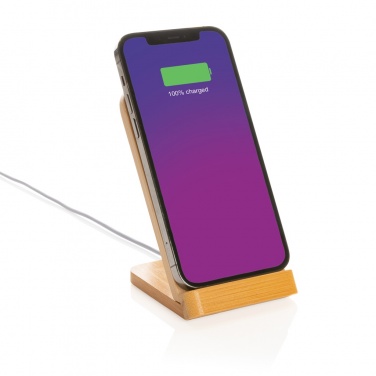 Logo trade promotional products picture of: Bamboo 5W wireless charging stand