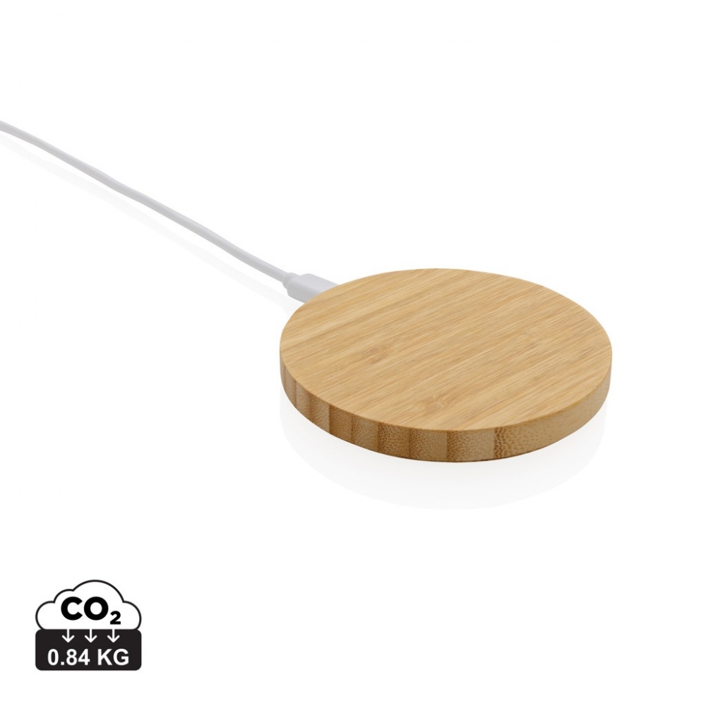 Logo trade advertising products picture of: Bamboo 15W wireless charger