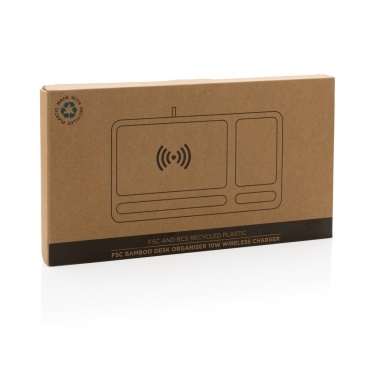 Logotrade promotional merchandise picture of: Bamboo desk organiser 10W wireless charger