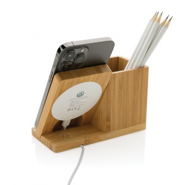 Logo trade promotional products picture of: Calgary bamboo 10W wireless charger
