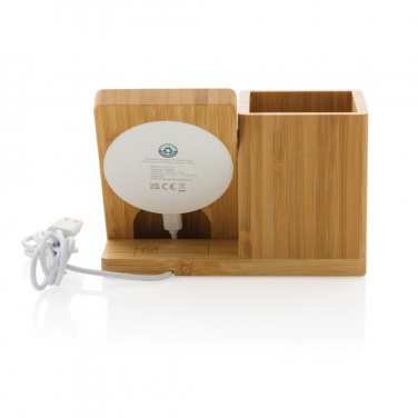 Logo trade promotional merchandise photo of: Calgary bamboo 10W wireless charger