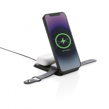 Logotrade promotional item picture of: Swiss Peak RCS rPU 15W  3-in-1 magnetic wireless charger