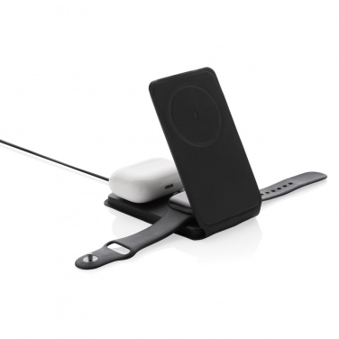 Logo trade promotional merchandise image of: Swiss Peak RCS rPU 15W  3-in-1 magnetic wireless charger