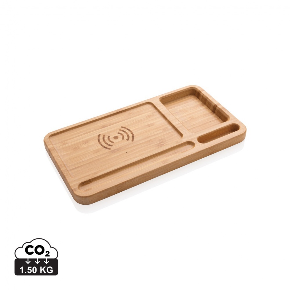 Logotrade business gift image of: Bamboo desk organiser 5W wireless charger