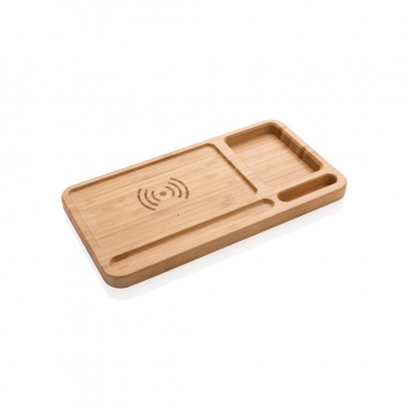 Logo trade promotional giveaway photo of: Bamboo desk organiser 5W wireless charger