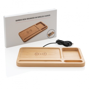 Logotrade corporate gifts photo of: Bamboo desk organiser 5W wireless charger