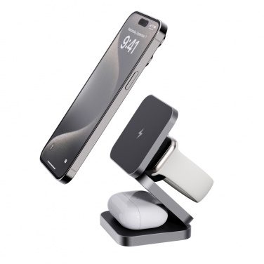 Logotrade promotional item picture of: Terra RCS recycled aluminum foldable 3 in 1 15W charger