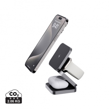 Logo trade promotional merchandise picture of: Terra RCS recycled aluminum foldable 3 in 1 15W charger