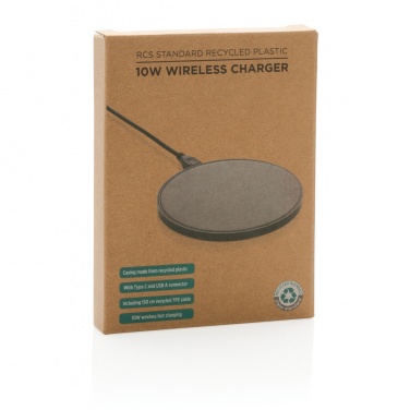 Logo trade corporate gift photo of: RCS standard recycled plastic 10W wireless charger