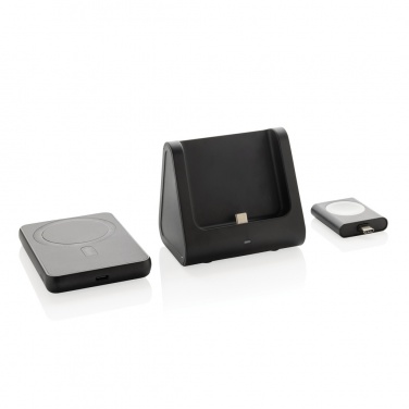 Logotrade business gift image of: Powerbase RCS recycled plastic 3 in 1 charger with powerbank