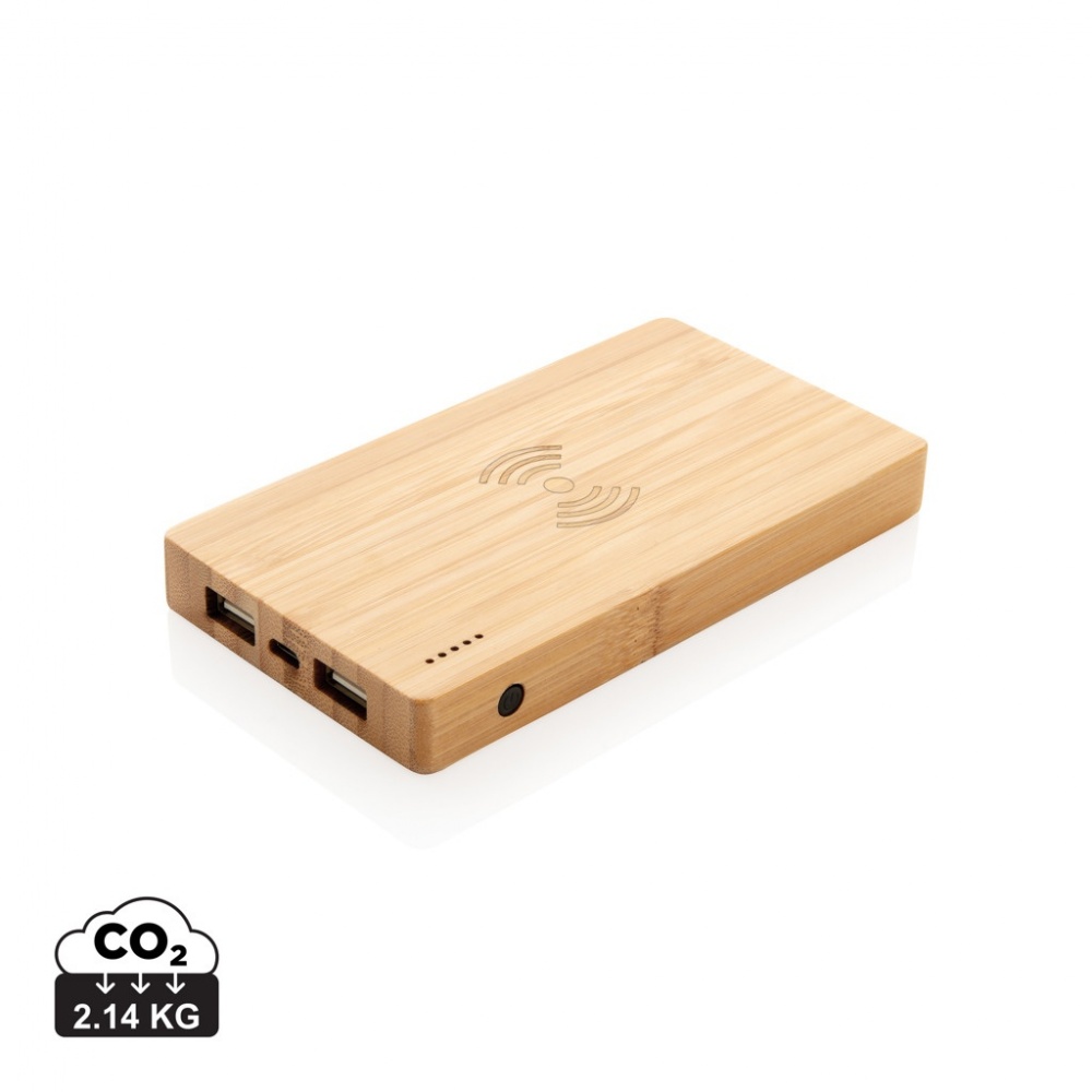 Logotrade promotional gift picture of: Bamboo 4.000 mAh wireless 5W Powerbank