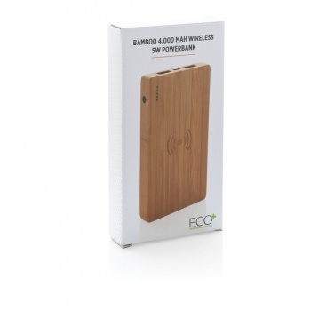 Logo trade promotional product photo of: Bamboo 4.000 mAh wireless 5W Powerbank