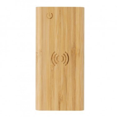 Logo trade promotional items image of: Bamboo 8.000 mAh 5W wireless powerbank