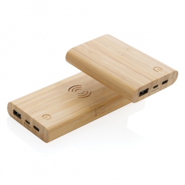 Logo trade promotional items picture of: Bamboo 8.000 mAh 5W wireless powerbank