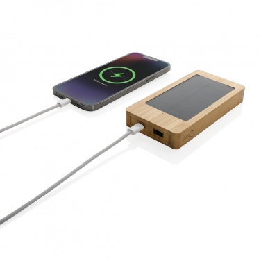 Logo trade promotional gifts picture of: Sunwick 10.000 mAh Bamboo solar powerbank