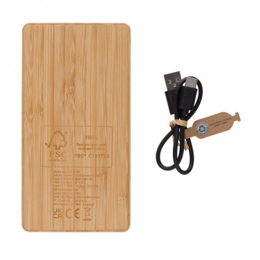 Logotrade business gift image of: Sunwick 10.000 mAh Bamboo solar powerbank