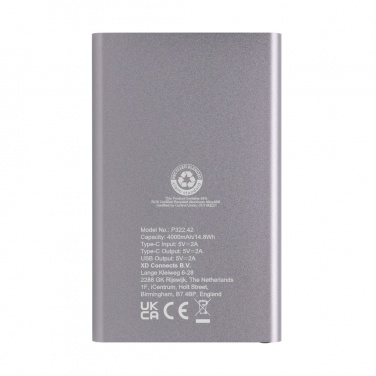 Logotrade business gifts photo of: RCS recycled plastic/aluminum 4000 mah powerbank with type C