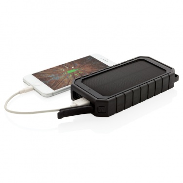 Logo trade business gift photo of: RCS recycled plastic Solar powerbank with 10W Wireless