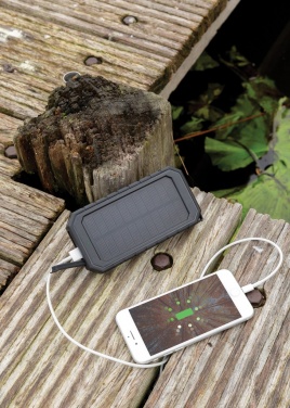 Logo trade promotional item photo of: RCS recycled plastic Solar powerbank with 10W Wireless