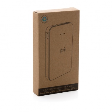 Logo trade promotional gifts image of: RCS recycled plastic 5.000 mAh 5W wireless powerbank
