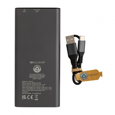 Logotrade promotional giveaways photo of: Terra RCS recycled 20W aluminium powerbank 20.000 mAh