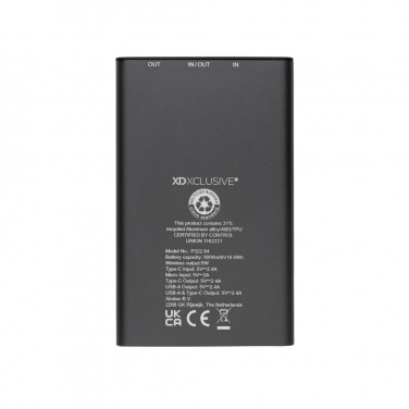 Logo trade corporate gift photo of: Terra RCS recycled aluminium 5000 mAh powerbank 5W wireless