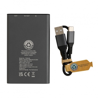 Logo trade promotional merchandise photo of: Terra RCS recycled aluminium powerbank 5.000 mAh