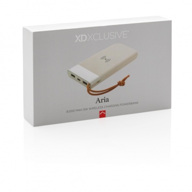 Logo trade business gifts image of: Aria 8.000 mAh 5W wireless charging powerbank