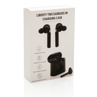 Logo trade advertising products picture of: Liberty wireless earbuds in charging case